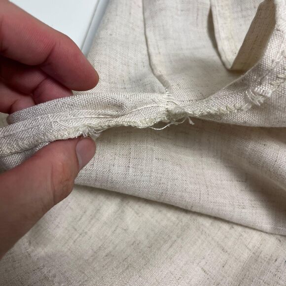 Vintage 70s linen skirt, Hy-Lee 26.5" waist button down tan/beige midi skirt - Picture 7 of 8